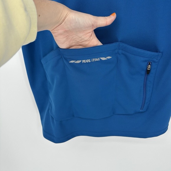 PEARL IZUMI Men's Blue Sz M 3/4 Zip Bike Cycling Jersey Top Logo Short Sleeve - Picture 3 of 7